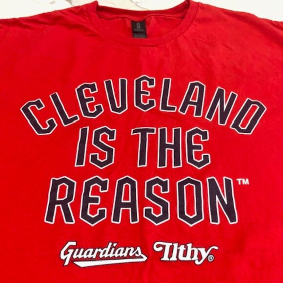 Cleveland Guardians "Cleveland Is The Reason" MLB Ilthy Softstyle T-Shirt New XL - Picture 1 of 6